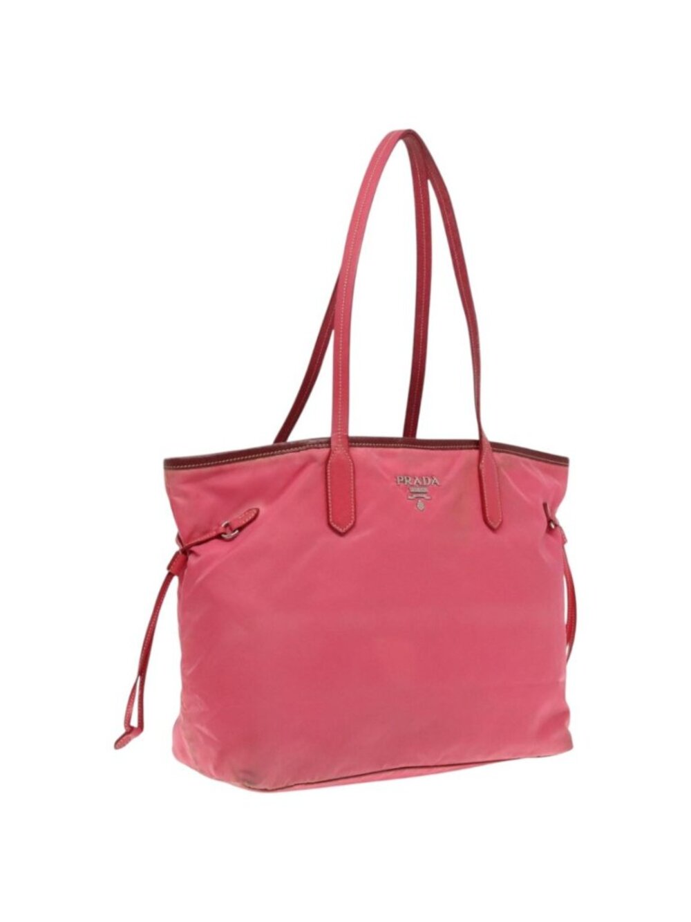 PRADA Tote Bag Nylon Pink Silver
